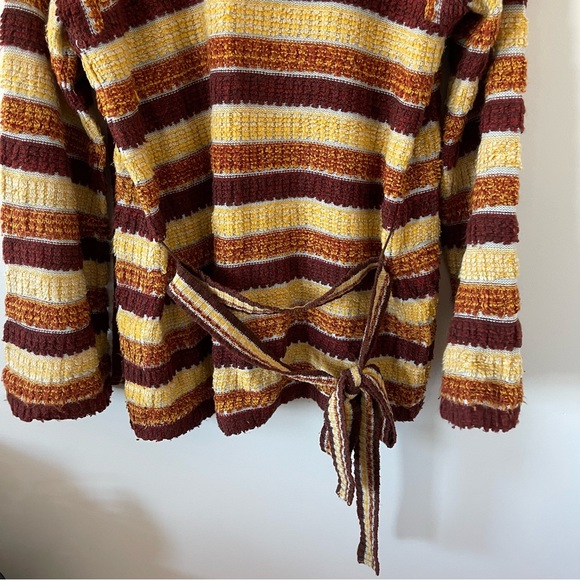 Vintage Striped Wrap Tie Waist Cardigan Sweater Sz Small - Picture 4 of 5